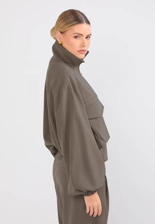 Utility Funnel Neck Jacket - Taupe