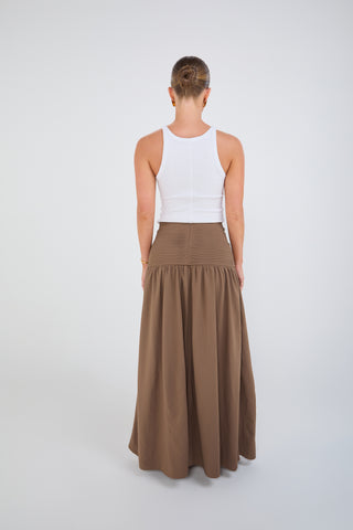 High Split Knot Maxi Skirt - Mocha