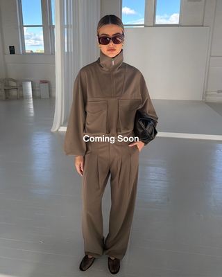 Utility High-Waist Trouser - Taupe